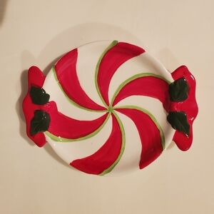 Mr. Christmas Peppermint Candy Ceramic Trinket Tray New.